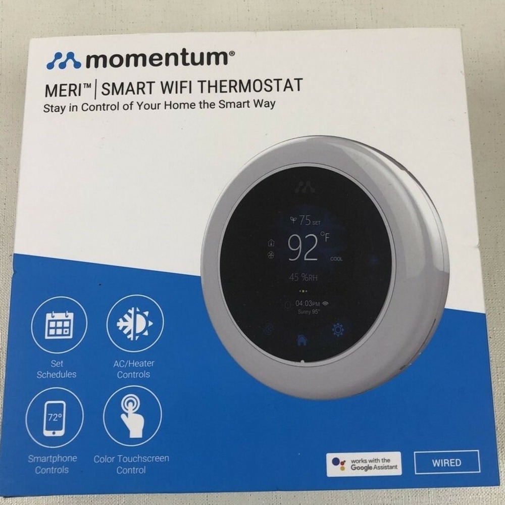Momentum MERI Smart WiFi‎ Thermostat - Touchscreen, Google Assistant, Wired
